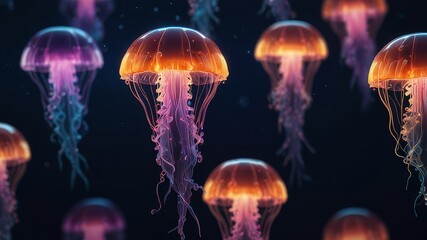 Naklejka premium Three dimensional render of glowing jellyfish