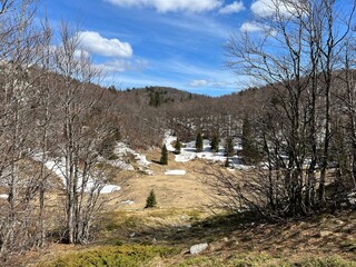 The last remnants of spring snow after a long and harsh mountain winter - Northern Velebit National...