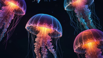 Fototapeta premium Three dimensional render of glowing jellyfish