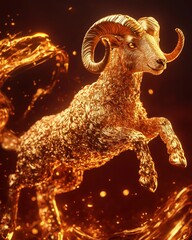 Golden Sheep Lunar New Year Poster - 3D Zodiac Design for Festive Posters and Calendar Art.