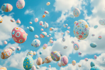 AI generated photo of easter eggs on a sunny spring day