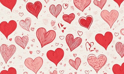 Colorful hearts in various sizes and styles create a festive background for celebrations or sentimental occasions. Valentine’s Day, date, engagement, love, wedding, background