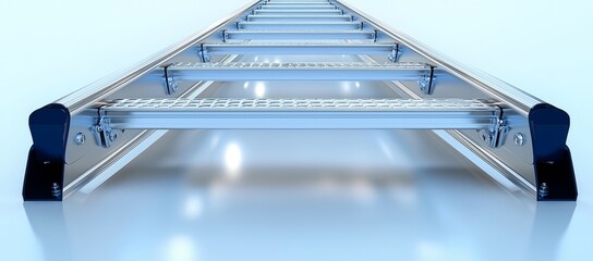 Obraz premium Metal ladder, industrial design, white background, concept of progress