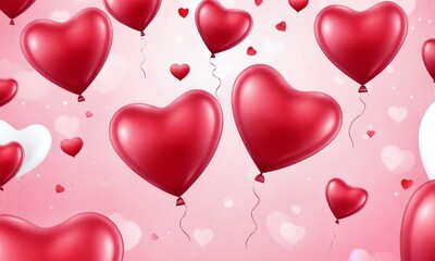 Colorful heart-shaped balloons creating a romantic atmosphere for celebrations on a festive day. Valentine’s Day, date, engagement, love, wedding, background