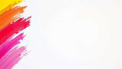 Vibrant marker strokes on a white canvas with bold colors and copy space