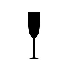 Champagne flute glass black icon. Vector minimalist element on white background.