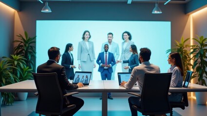 Fototapeta premium Modern Office Setup with Professional Business Presentation