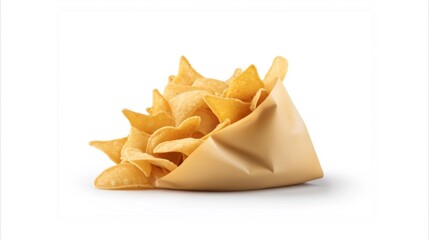 Bag of Tortilla Chips on White Background. Generative AI