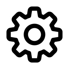 Black Gear Icon for Mechanical Design