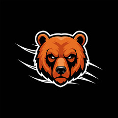 A stylized illustration of a brown bear's head designed as a fierce mascot logo for a team or brand.