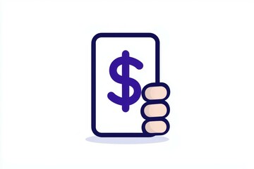 Mobile payment icon with hand and dollar sign