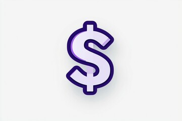Obraz premium Purple dollar sign on white background highlighting currency and finance