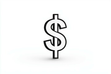 Obraz premium Minimalist black and white dollar sign on white background