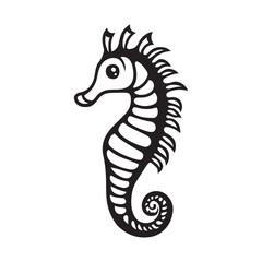 Fototapeta premium Seahorse vector illustration, Seahorse Fish Outline Clipart