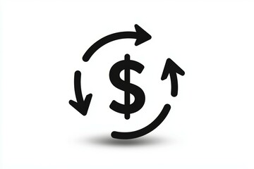 Circular dollar flow icon representing financial transactions and cash flow dynamics