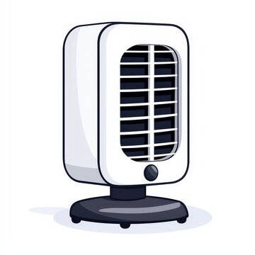 recommend clip art: White air cooler and cartoon clipart of fan heater on a white background for home appliance illustration