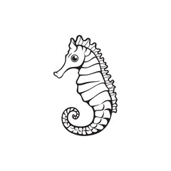 Fototapeta premium Seahorse vector illustration, Seahorse Fish Outline Clipart
