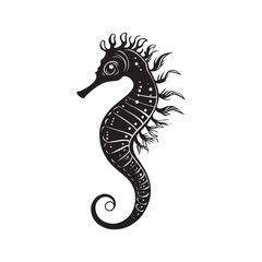 Fototapeta premium Seahorse vector illustration, Seahorse Fish Silhouette Clipart