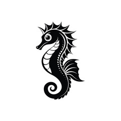 Fototapeta premium Seahorse vector illustration, Seahorse Fish Silhouette Clipart
