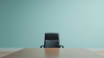 Fototapeta premium Empty boardroom with a single chair suggesting upcoming meeting