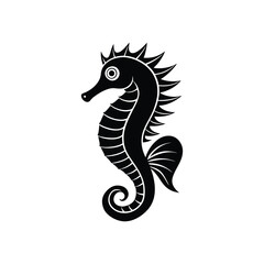 Naklejka premium Seahorse vector illustration, Seahorse Fish Silhouette Clipart