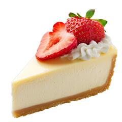 Irresistible Strawberry Topped Cheesecake Slice with Creamy Whipped Texture on Buttery Crust