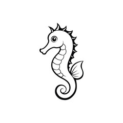 Fototapeta premium Seahorse vector illustration, Seahorse Fish Outline Clipart