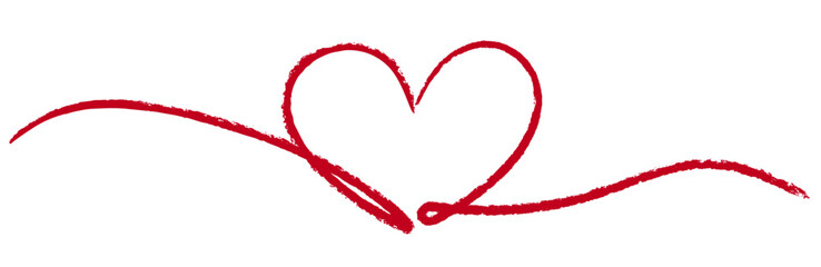 Hand-drawn red heart illustration with a flowing line, ideal for romantic designs. Vector illustration included.