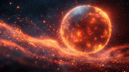 Fiery Celestial Orb: A Cosmic Dance of Energy and Light