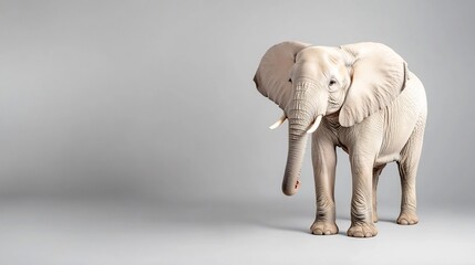 Fototapeta premium Young elephant, studio shot, grey background, wildlife