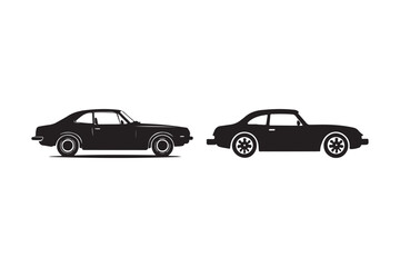 Obraz premium Black Silhouette Classic Car Vector Illustration for Automotive and Design Projects