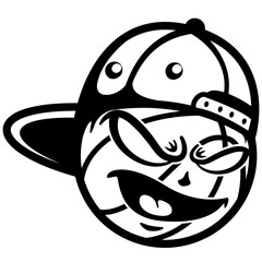 Basketball Mascot | Basketball | Funny Mascot | Sports Ball | Athletic | Basketball League | Home Court | Basketball Tournament | Original Illustration | Vector and Clipart | Cutfile and Stencil