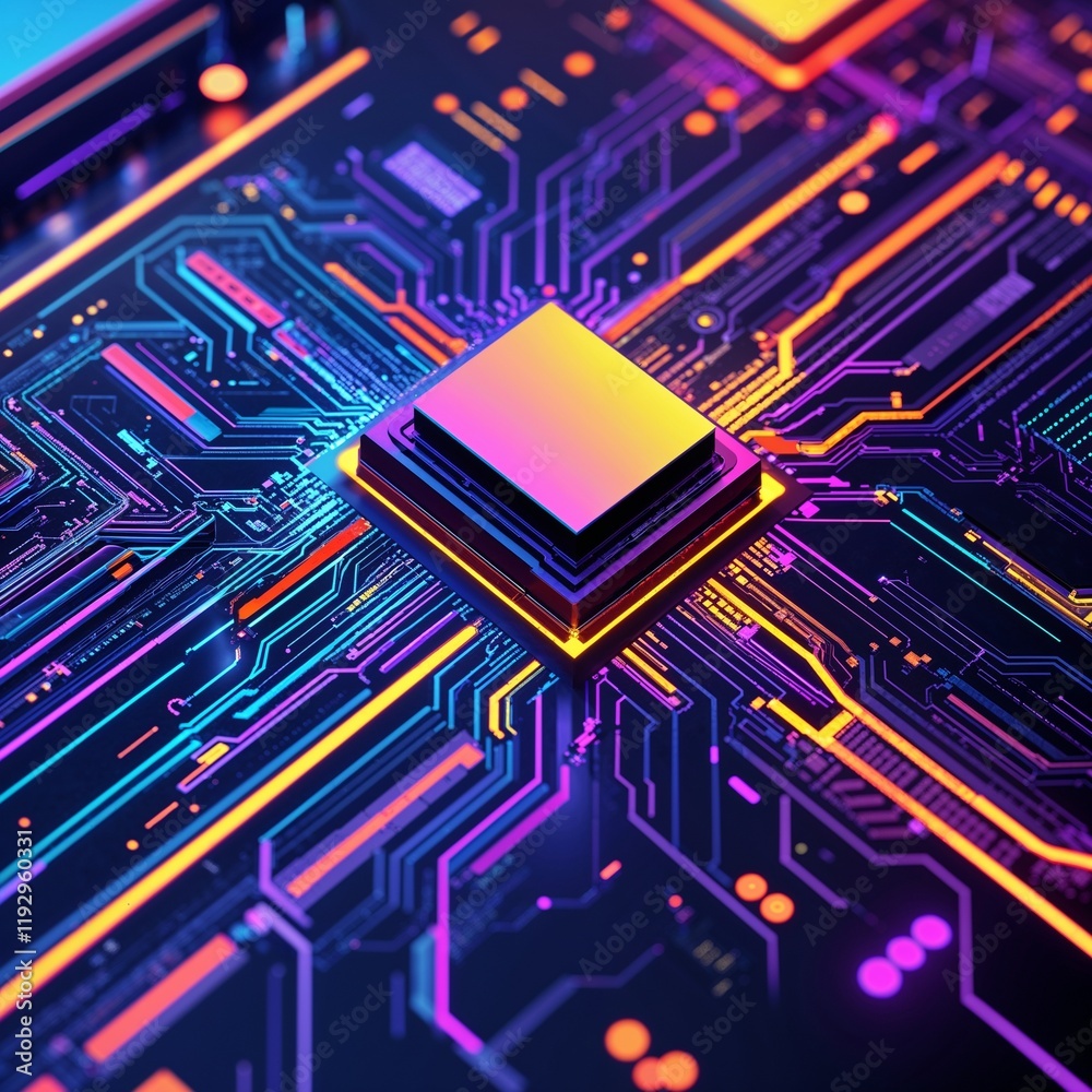 Wall mural abstract circuit cyberspace design created with generative ai technology