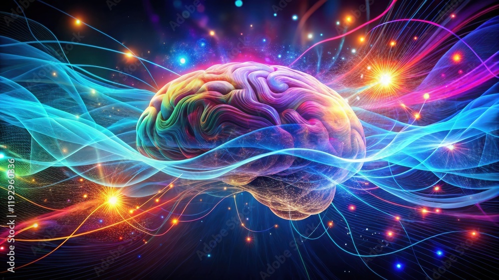 Poster abstract brainwave energy field a vibrant visualization of neural networks and cognitive processes