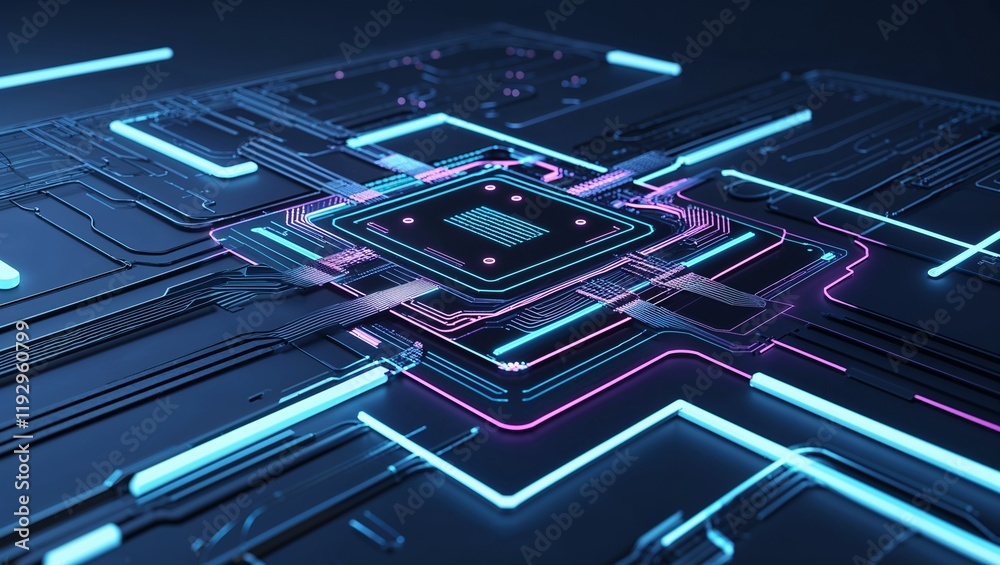 Wall mural abstract circuit cyberspace design created with generative ai technology