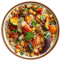 Nutritious Couscous Bowl with Roasted Vegetables and Chickpeas: A Delicious Vegan Meal for a Healthy Lifestyle