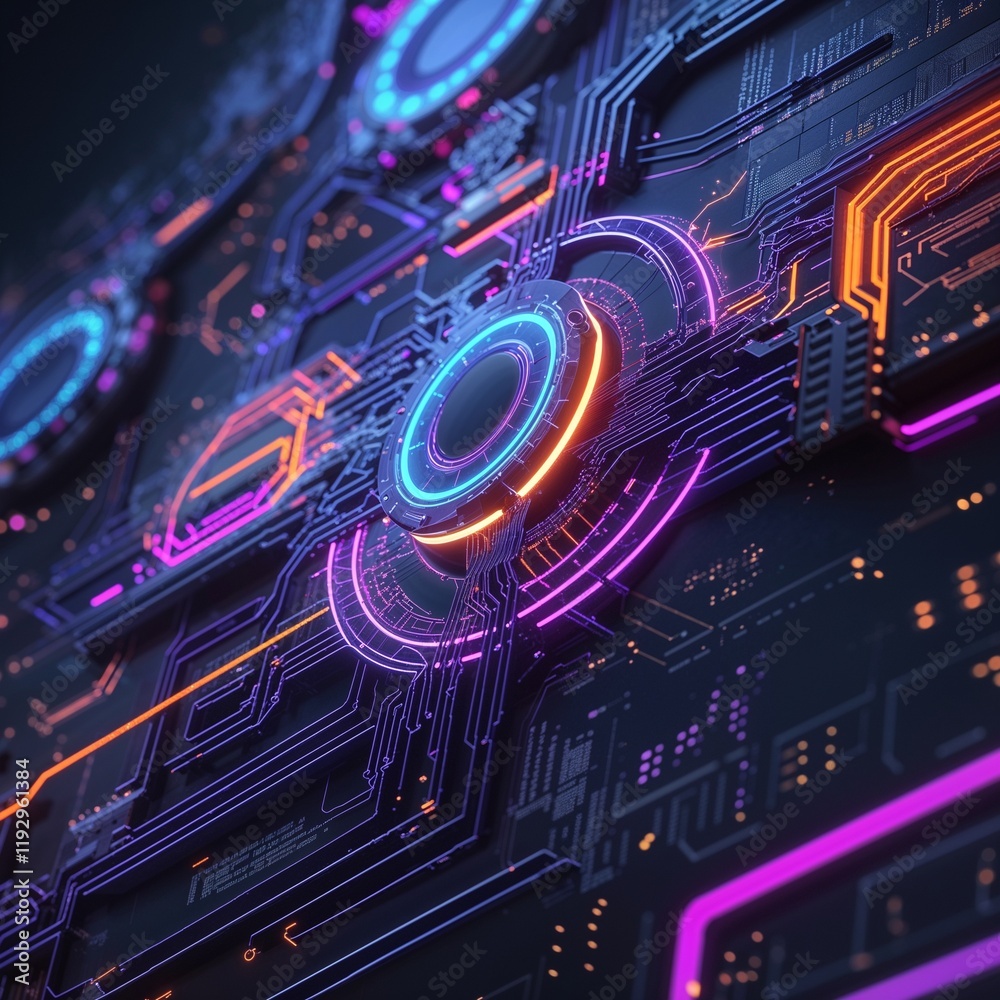 Wall mural abstract circuit cyberspace design created with generative ai technology