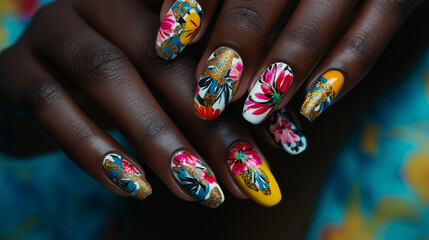 hands with colorful nails