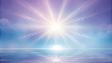 Obraz premium Peaceful Sunrise over Calm Ocean Waters, Rays of Light Reflecting on Serene Surface