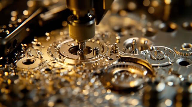 Watchmaker is using a specialized tool to carefully assemble or repair a clock mechanism, highlighting precision and craftsmanship in horology