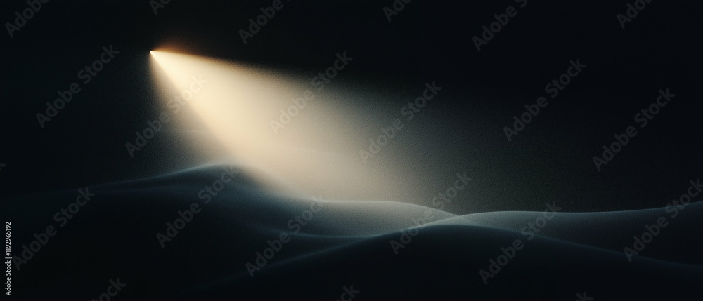Poster light beam illuminating waves in dark environment with soft glow and atmospheric effect
