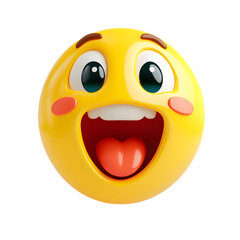Colorful Cartoon Emoji with Exaggerated Facial Expression and Sticking Out Tongue