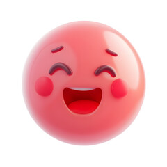 Fototapeta premium Vibrant Red Glossy Emoji with Cheerful Grin and Bright Animated Facial Expression