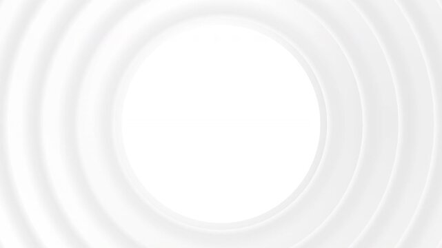 Looping animation. Bright white grey radial waves abstract corporate motion background with empty circle frame