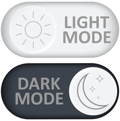 Day and night toggle switch icons set. Collection of on off. Sun and Moon icons for dark light mood. Dark mode and light mode switch button for website and mobile app. day night modes switch isolated.