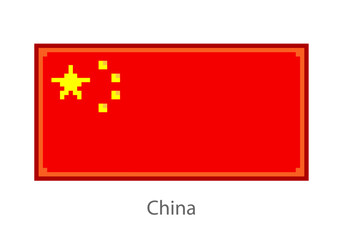 Vector illustration of the China flag isolated in pixel art or mosaic style on white background.  Collection of flags of the countries of the world.
