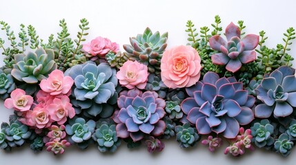 Colorful Succulent Arrangement in Full Bloom. Generative AI