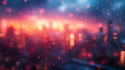 Fototapeta premium Shimmering Skyline Celebration with Holographic Sparkles. Generative AI