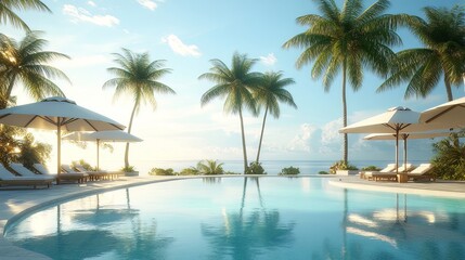 Fototapeta premium Tropical Resort Pool at Sunrise