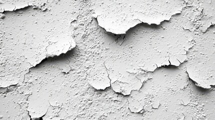 Obraz premium Close-up of cracked and peeling white paint on a textured surface.